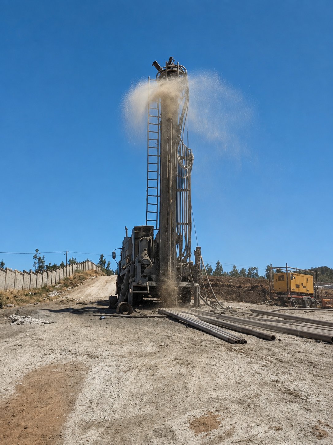 Perforación de pozo profundo PERFOTEK con salida de agua a presión