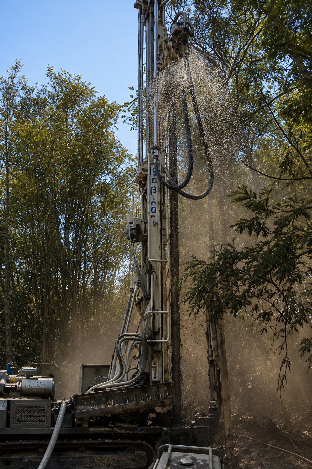 Máquina perforadora PERFOTEK en plena faena